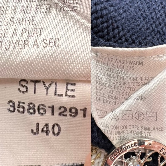 Talbots Navy Blue Red White Nautical Knit Pearl Button Cardigan Pockets Size L - Picture 9 of 12